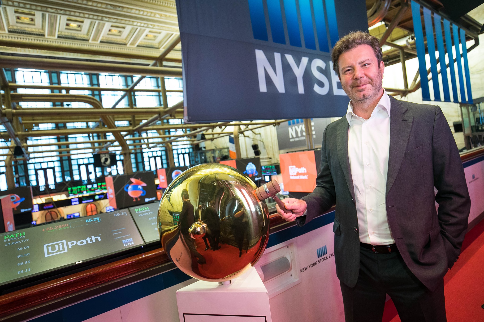 Daniel Dines la listarea UiPath pe New York Stock Exchange