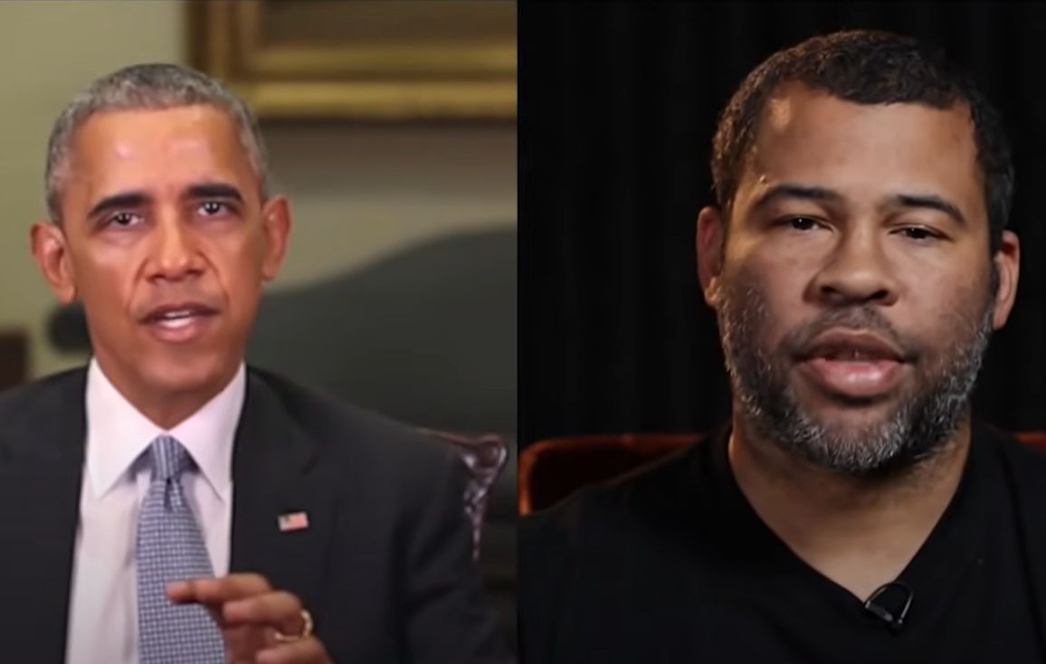 Demonstrație deepfake: Obama simulat în stânga, Jordan Peele în dreapta